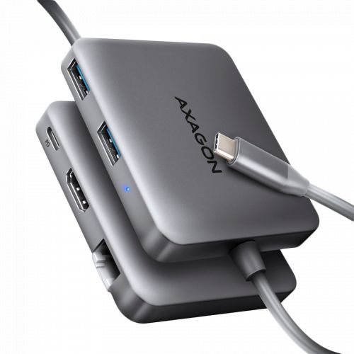 голяма снимка на AXAGON HMC-5HL USB 5Gbps hub 2x USB-A HDMI RJ-45 PD 100W 20cm