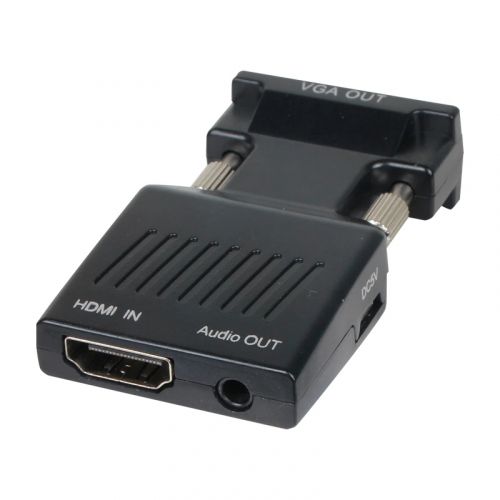 голяма снимка на VCom Adapter HDMI F  VGA M with Audio CA336A