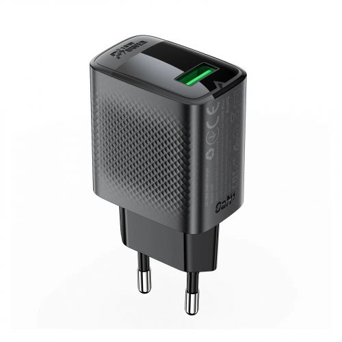 голяма снимка на Acefast Charger Wall GaN Quick Charge 18W A90 USB-A x 1 Black