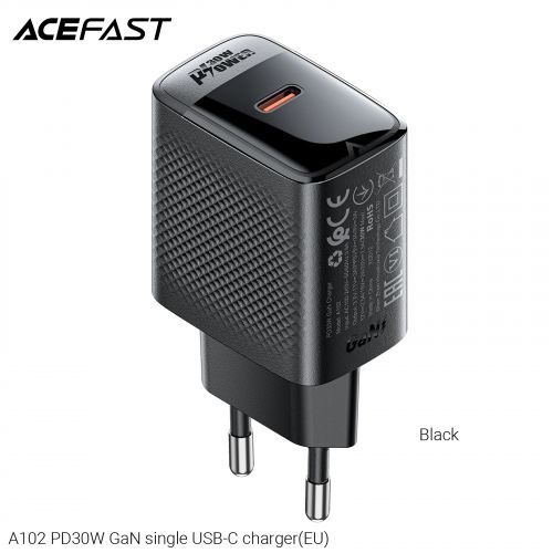 голяма снимка на Acefast Charger Wall GaN PD30W A102 USB-C x 1 Black