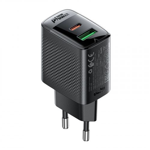 голяма снимка на Acefast Charger Wall GaN PD 30W A98 USB-C x 1 USB-A x 1 Black