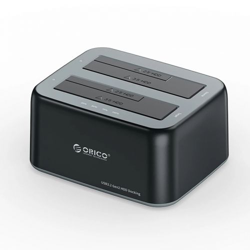 голяма снимка на Orico Storage HDD SSD Dock 2 BAY 2.5 3.5 USB-C USB-A 6829C3-V1