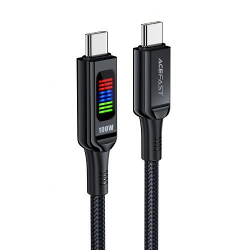 голяма снимка на Acefast USB-C to USB-C Cable 100W 1.2m with LED display C7-03 Black