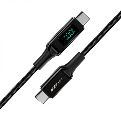 голяма снимка на Acefast USB-C to USB-C Cable 100W 2m with digital display C6-03 Black