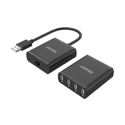 голяма снимка на Unitek USB Extension over LAN USB-A Male to 4 port Female Y-2516