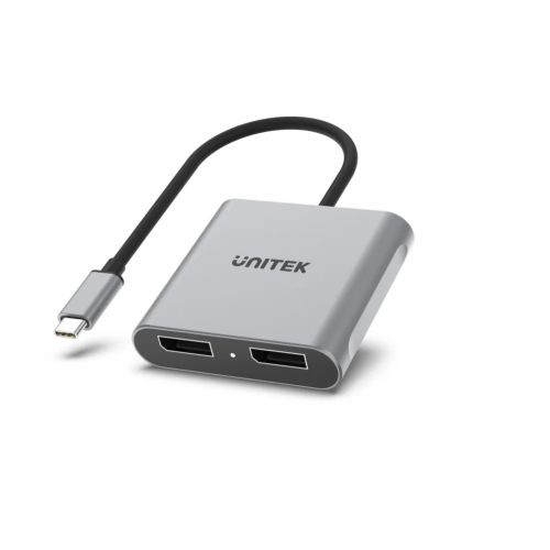 голяма снимка на Unitek Adapter USB-C M to DisplayPort x 2 F 8K 30Hz MST V1404A