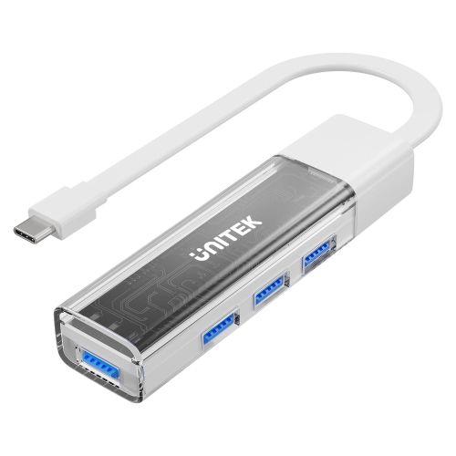 голяма снимка на Unitek USB-C USB-A 3.0 HUB 4 port Bi-Directional Detachable Cable White H1319AWH01