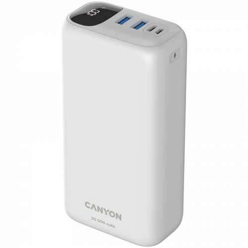 голяма снимка на CANYON power bank PB-301 LED 30000 mAh PD 20W QC 3.0 White