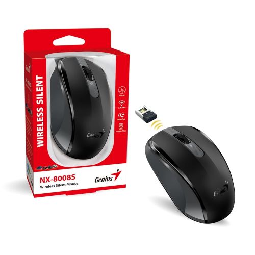 голяма снимка на Genius Wireless Silent Mouse NX-8008S Black Silent GENIUS-NX-8008S-BLK