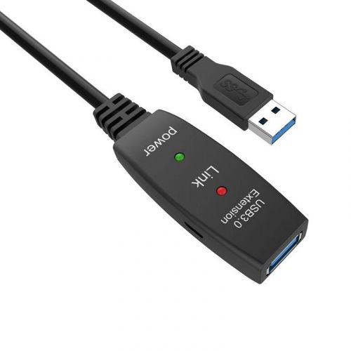 голяма снимка на VCom USB 3.0 AM  AF Active Extension Cable 5M Black CU827A-5.0m