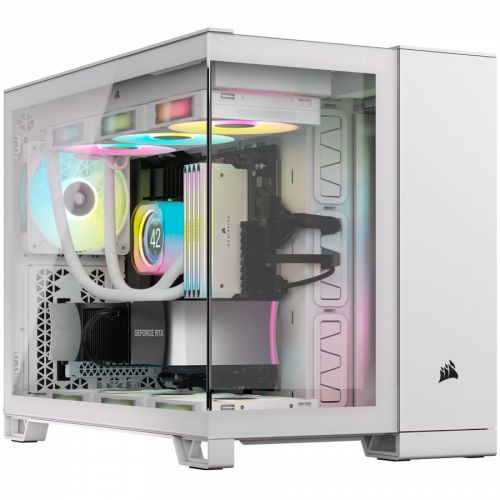 голяма снимка на Corsair 2500X Tempered Glass mATX Mid-Tower White CC-9011266-WW