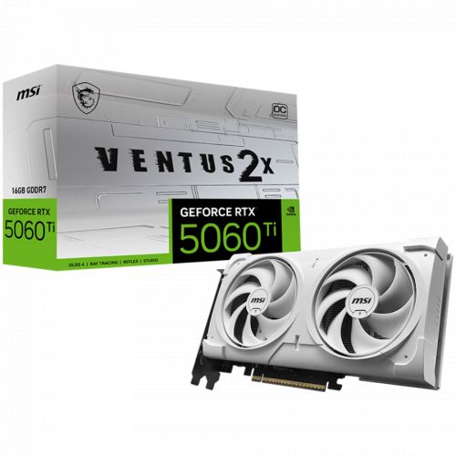 голяма снимка на MSI Nvidia GeForce RTX 5060 Ti 16G VENTUS 2X OC WHITE PLUS 16GB GDDR7