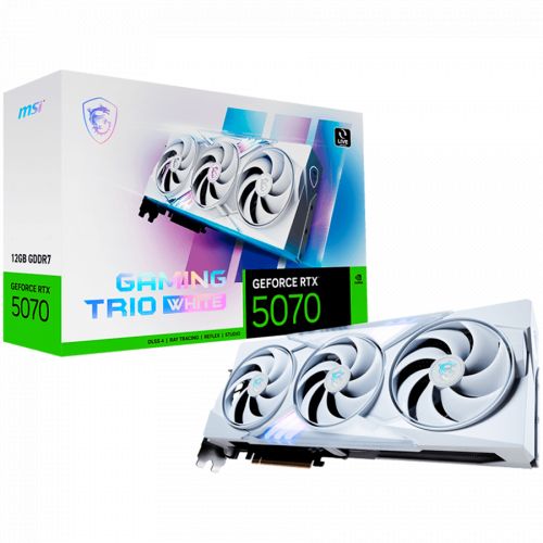 голяма снимка на MSI Nvidia GeForce RTX 5070 12G GAMING TRIO White 12GB GDDR7