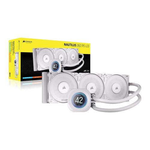 голяма снимка на CORSAIR NAUTILUS 360 LCD White 360mm Radiator Liquid CPU Cooler CW-9061034-WW