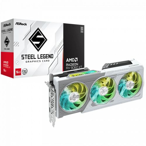 голяма снимка на ASROCK AMD Radeon RX9060XT Steel Legend OC 16GB GDDR6