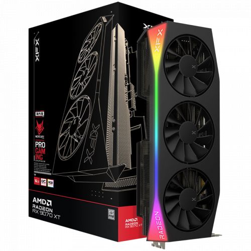 голяма снимка на XFX AMD Radeon Mercury RX9070XT OC Gaming RGB 16GB GDDR6