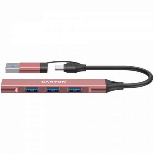 голяма снимка на CANYON hub DS-02 4in1 USB-A C Pink CNS-TDS02P