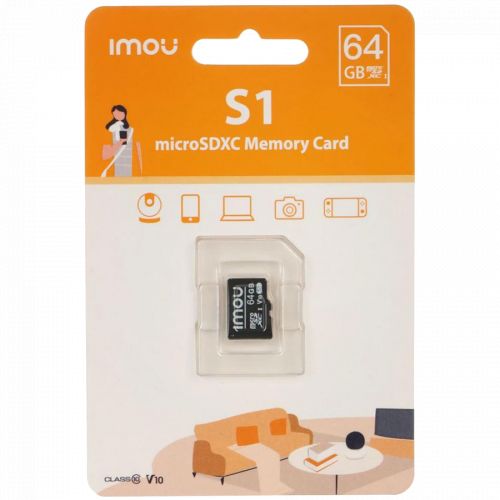 голяма снимка на Imou microSDXC 64GB Class 10 U3 V30 ST2-64-S1