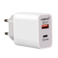 Makki Fast Charger Wall QC3.0 + PD Type-C 18W White MAKKI-PQ18W-WH