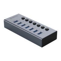 Orico USB3.0 HUB 7 port with Power Adapter On Off buttons Aluminium BT2U3-7AB-EU-GY
