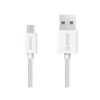 Orico Cable USB AM to Micro BM 1m 2.4A charging Nylon Braided white