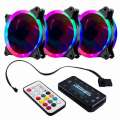 Makki FAN SET 3 x Fan 120mm RGB 2 rings controller remote