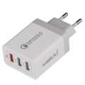 Makki Fast Charger QC3.0+2xUSB 30W White MAKKI-QC30W3