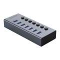 Orico USB3.0 HUB 7 port with Power Adapter On Off buttons Aluminium BT2U3-7AB-EU-GY