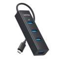 Unitek HUB USB-C 4 port 4 x USB3.0 Black Y-3089Z01