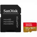 SanDisk Extreme microSDXC 64GB + SD Adapter A2 C10 V30 UHS-I U3 SDSQXAH-064G-GN6MA