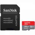 SanDisk Ultra microSDXC 512GB + SD Adapter 150MB s A1 Class 10 UHS-I SDSQUAC-512G-GN6MA