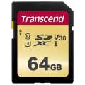 Transcend 64GB UHS-I Class 10 SDXC I U3 V30 SD Card MLC NAND TS64GSDC500S