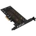 AXAGON PCEM2-D PCI-E 3.0 4x DUAL M.2 SSD NVMe SATA dual voltage up to 110mm SSD